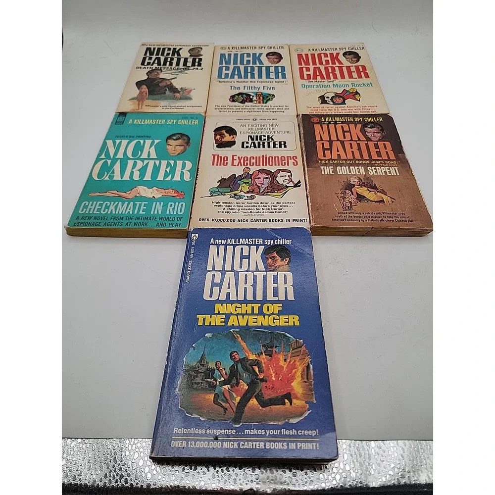 Nick Carter Killmaster Spy Chiller Paperback Lot 7 Books Vintage Espionage Fair